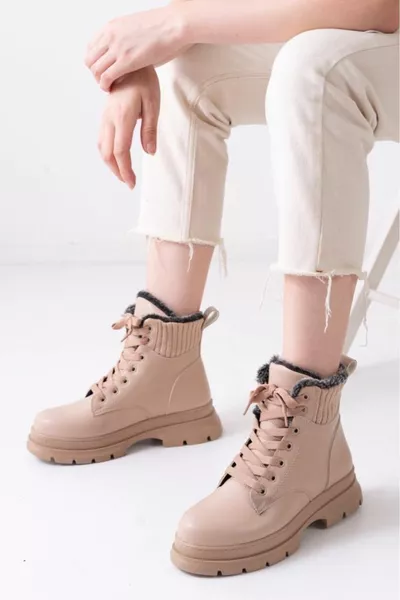 Damen Pelz-Schnürstiefel Postal 