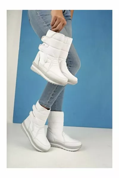 ORTHOPÄDISCHE HOHE SOHLE TOP VELCRO EASY WEAR DAMEN WEISSER PELZ POSTAL SCHNEESTIEFEL