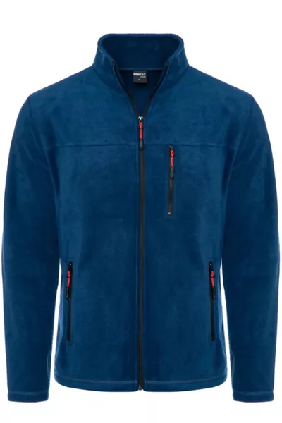 جاكيت بأزرار كاملة برقبة باتو للجنسين، باللون النيلي.