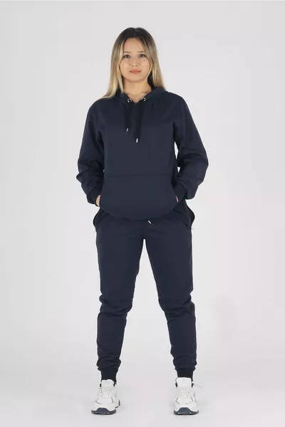 Kanguru Cepli Kapüşonlu Paça Lastikli 2 İp Eşofman Takımı