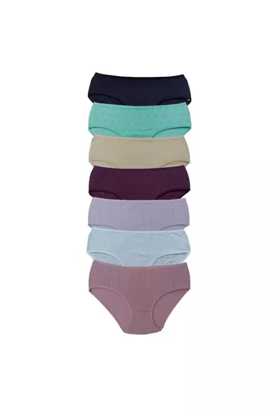 Culottes pour femme en côton biologique  %, lot de 7, taille bateau avec transfert