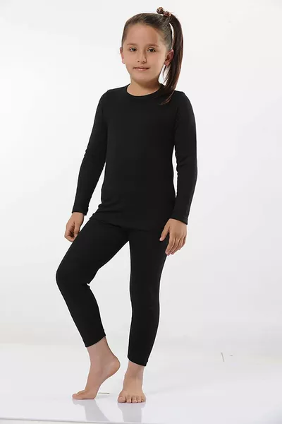 Unisex Kids Black Thermal Bodysuit  Single Top