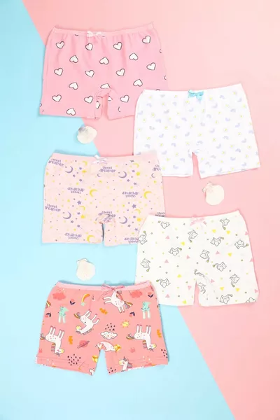 GIRL'S 5-PACK BOXERS, % COTTON, MIXED PATTERNS