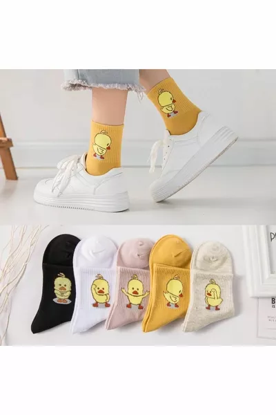 5-teiliges wirtschaftliches Tennis-Socken-Set mit Kükenmuster