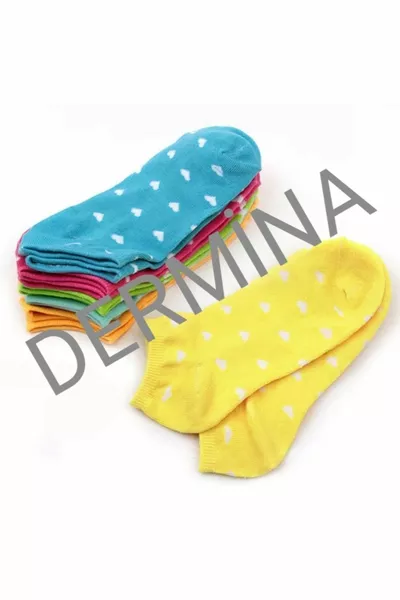 Calze Donna in Cotone con Motivo a Cuore, 7 Paia