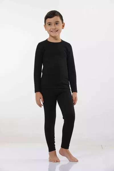 Children's Black Thermal Underwear Set