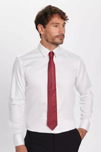 Erkek Slim Fit Non-Iron Pamuklu Doğa Dostu Ekoteks Belgeli Ütü Gerektirmez Beyaz Gömlek