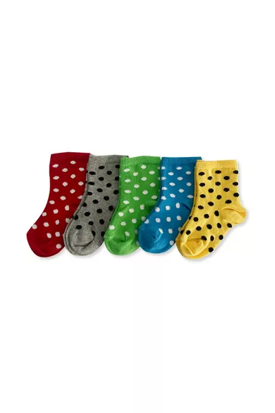 Chaussettes à pois pour nouveau-né-bébé, lot de 5