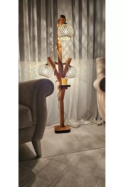 Подово осветително тяло от разглобяване на естествено дърво, серия Halikarnas, мин. см