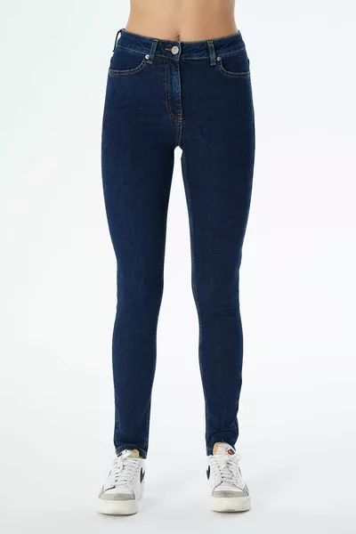 Judy Koyu Mavi Yüksek Bel Fermuarlı Skinny Fit Jean Pantolon C 