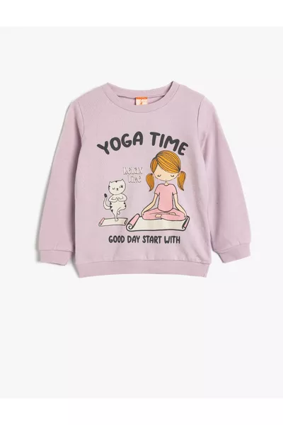 Sweatshirt met drukkingsdetail, ronde hals, lange mouwen van geborsteld katoen