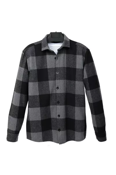 Chemise de bûcheron anthracite à boutons noirs