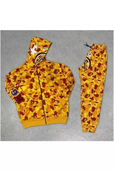 طقم أطفال Bape، طقم قطعتين بنطلون وحجاب علوي، سترة رياضية، طقم رياضي مزدوج