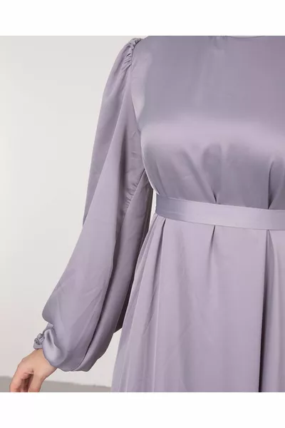 Robes de soirée hijab en satin à manches ballon