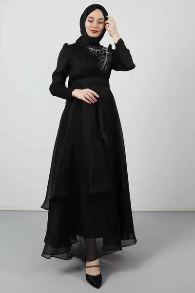 Abendkleid aus Steinorganza Schwarz