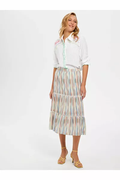 الملونة Chingham نمط تنورة مجزأة 