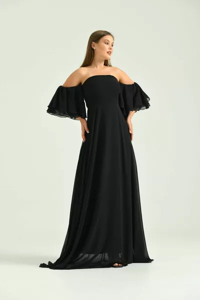 دولاب الموازنة الأكمام مفصلة الشيفون مساء اللباس الطويل