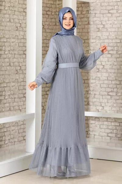 Robe plissée Begum Gris - Design - 