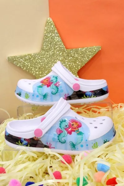 Meisjes Crocs Model Zeemeermin Patroon Antislip Zool Strand Zwembad Zee Sandalen Slippers