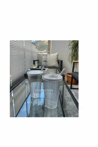 MIKA 2 шт.  мл Мика-чашки в стиле оригами со слюдяной крышкой-соломинкой | Подарочная стеклянная чашка для безалкогольных напитков