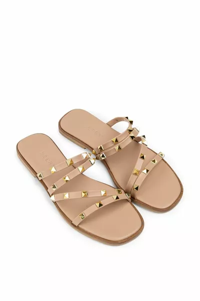 Бежевые женские тапочки с протектором