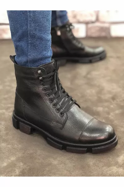 جلد طبيعي الفراء أحذية رجالية بريدية