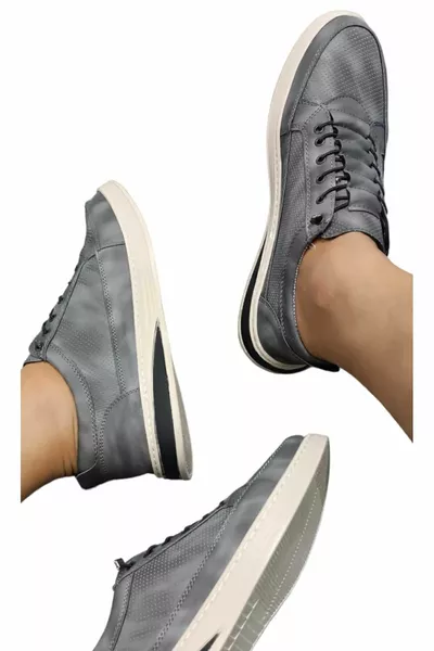 الرجال لينة المطبوعة كومفورت مرنة تعادل أحذية رمادية