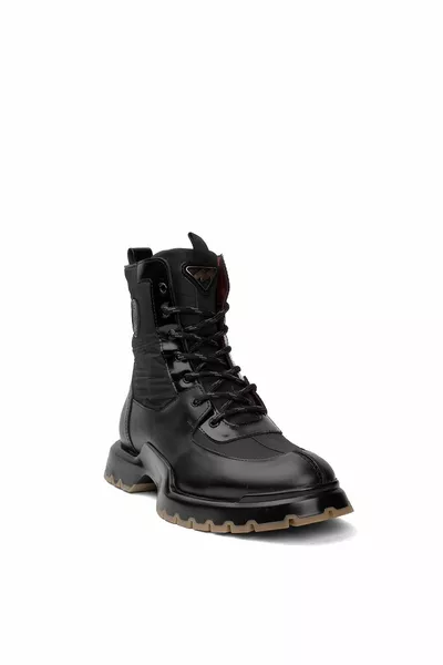  Heren echt lederen platte laarzen zwart