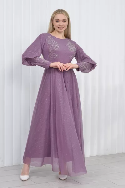 فساتين سهرة من تول سيلهول مطرزة بالحجر - نموذج سيلين