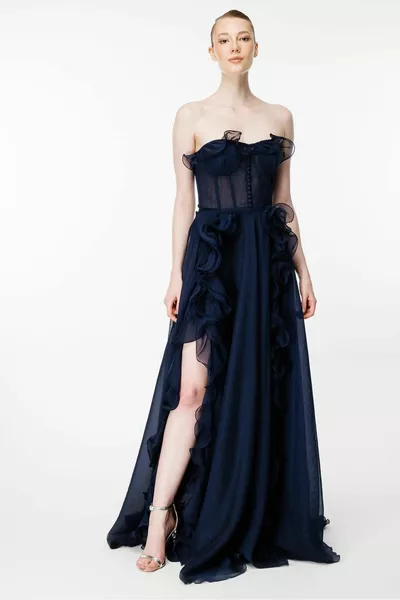 Abiti da sera senza spalline con gonna a balza - LACI