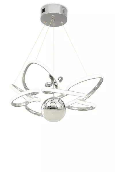 Хром Модерен Полилей 3 Цвята С LED Осветление за Хол - Осветителна Таванна Лампа с LED за Хол