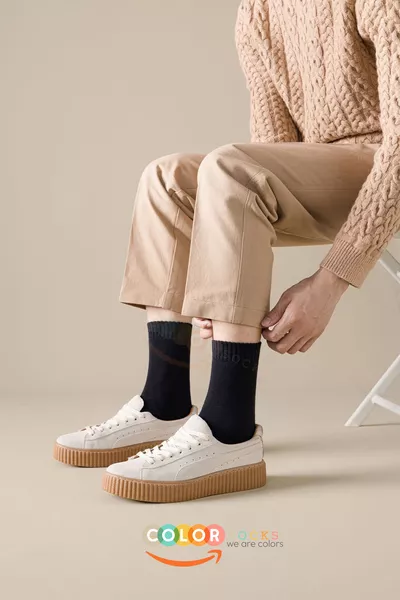 Ensemble de 5 Chaussettes d'Hiver Épaisses Pour Hommes Couleur Noire (ABSORBANT LA CHALEUR)