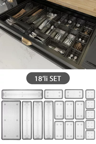 Модульный набор органайзеров для ящика для ложек, вилок и ножей, антрацит