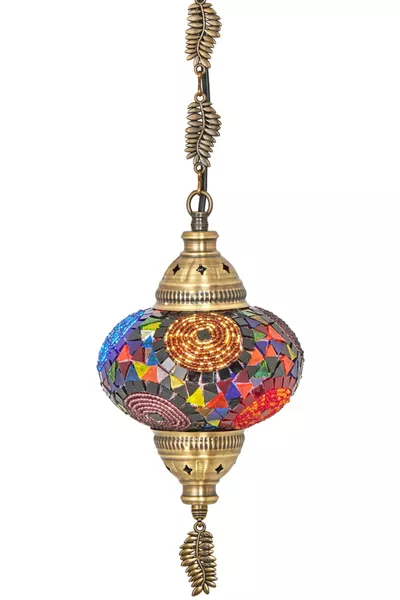 مصباح سقفي متدلي عثماني أصلي على شكل فسيفساء، لمبة ليلية، متعدد الألوان
