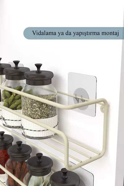2-Piece Metal Spice Rack Kitchen Cabinet Adhesive Bathroom Shelf Multi-Purpose Shower Shampoo Organizer