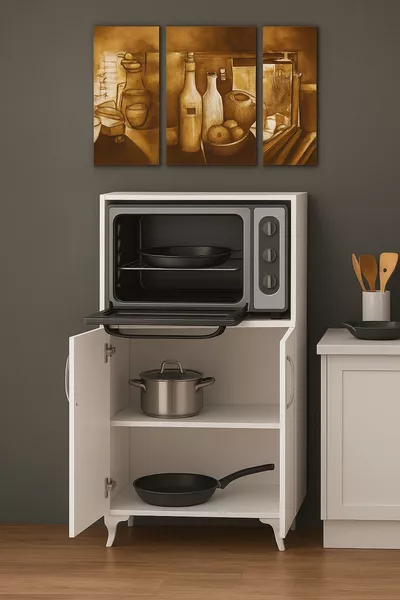 Мини фурна и микровълнова с шкаф с 2 врати