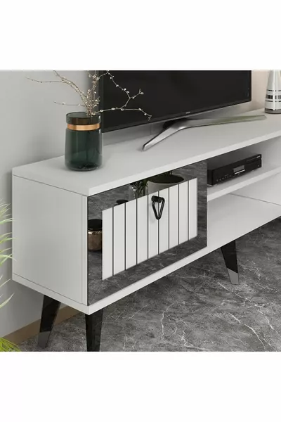 Lidya TV Stand White-Silver