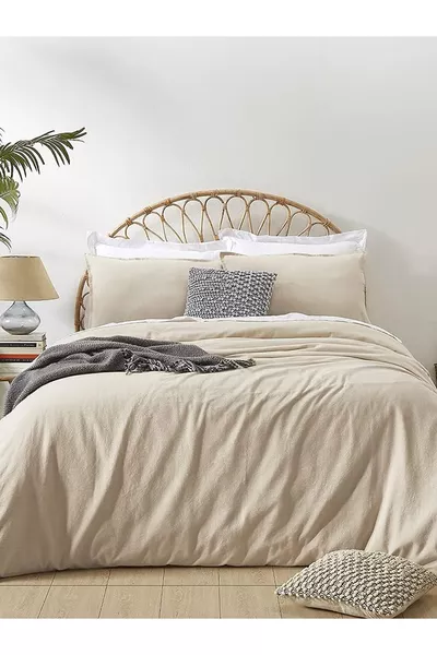 طقم أغطية سرير مزدوج مع شرشف مطاطي بنكهة كابتشينو