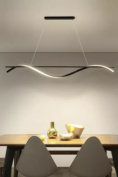 Маями Модерен Поредно Черно Основа Бяла Светлина Поредна LED Полилей