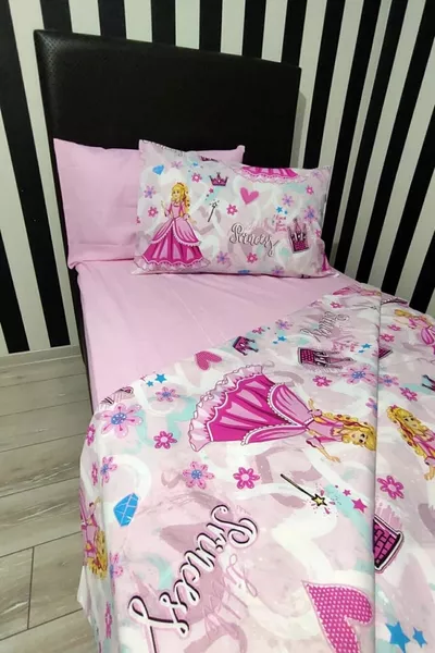 Set di Biancheria da Letto Singolo con Lenzuolo con Angoli per Bambina Principessa
