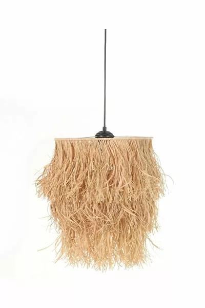Natural Design Bohemian Fringed Straw Raffia Chandelier Piece