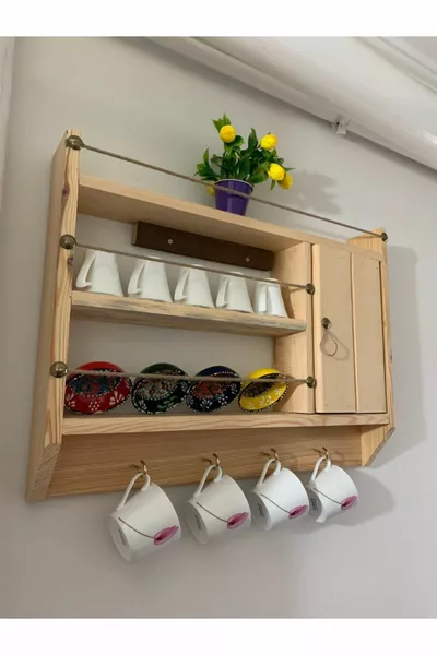 رف خشبي زخرفي بلون زيتي 8 سم