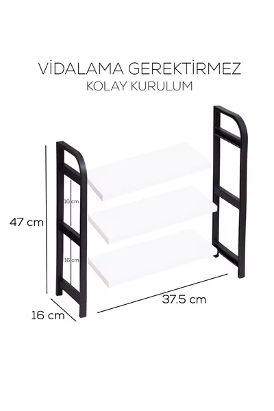 Organizer da Banco Bianco in Legno a 3 Ripiani Multiuso per Bagno e Cucina