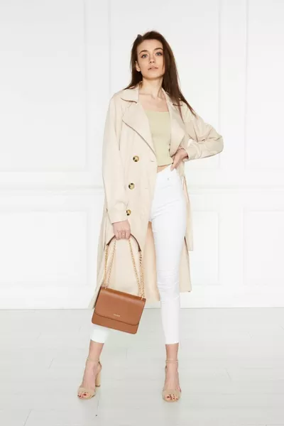Unlined Pocket Buttoned Belted Summer Trench