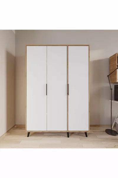 Armadio con 3 Ante Aden, Interamente Bianco