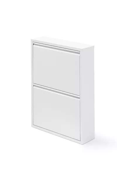 White 2-Piece Metal Shoe Rack