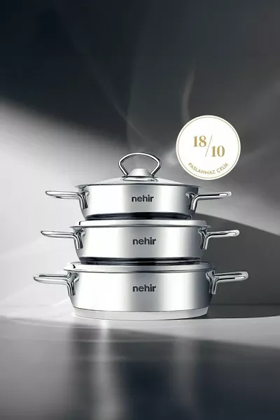 Silver 6-Piece Stainless Steel Pan Set ( CM)