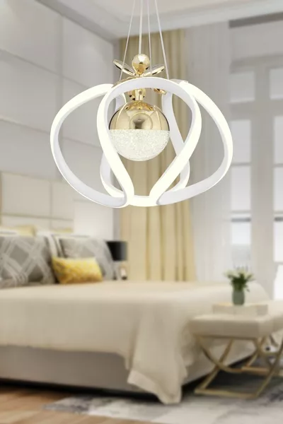 Pelin Single White Gold 3-Color  Watt LED Modern Chandelier for Living Room, Corridor, Salon