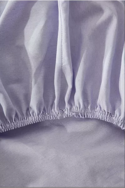 Lila Lastikli Çarşaf Seti Düz Renk Pamuklu-yastık Kılıflı Tek Kişilik-çift Kişilik-battal