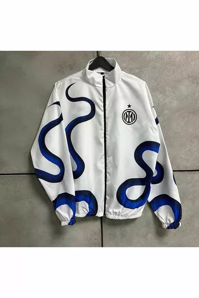 Witte Oversized Unisex Regenjas/Jack met Slangenprint